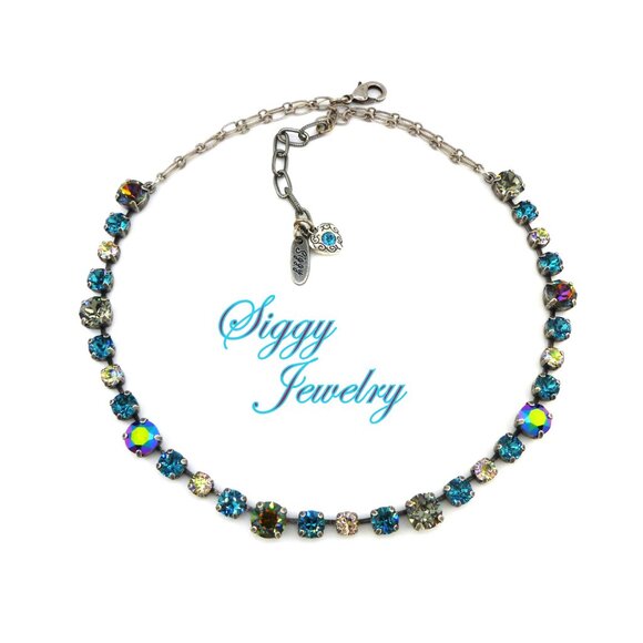 Petite Roxanne Necklace made with Genuine Austrian Crystals in Shimmering Hues - Picture 1 of 4